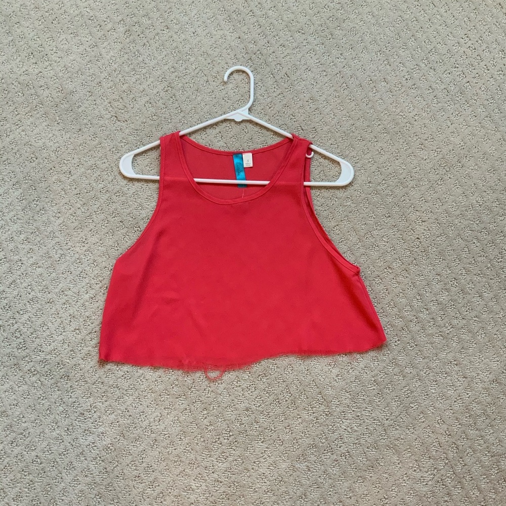 Buttons Cropped Pink Tank Top